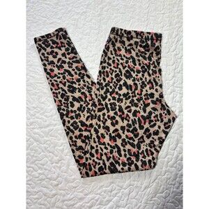 Cuddl Duds Climate Right Brown & Pink Leopard Print Soft Leggings size small